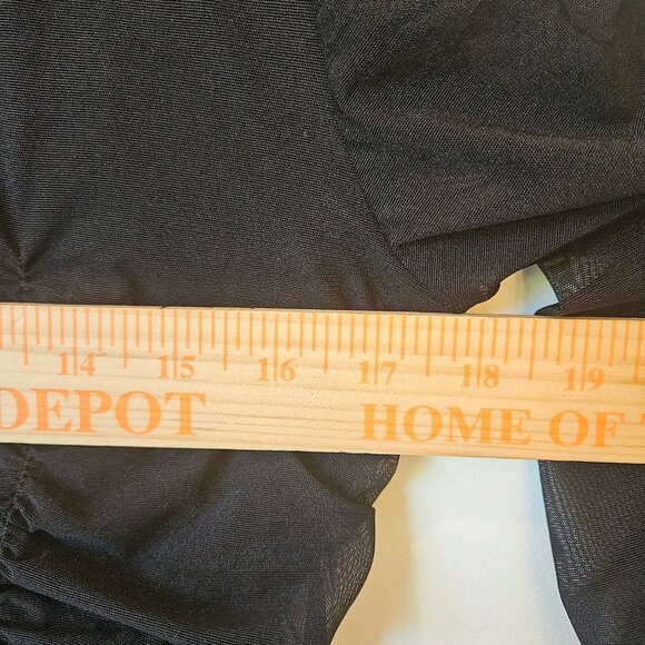 Agentovivo Ruched Black Mesh Button-Up Shirt With Lace-Up corset Back size L - Picture 3 of 7